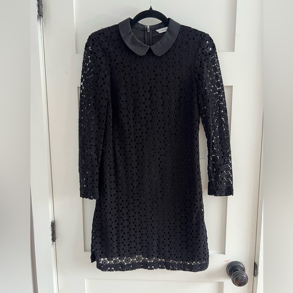 & Other Stories Black Crochet Peter Pan collar dress size 4
